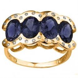 Oval Sapphire & Diamond in 10K Gold Ring-Size 7