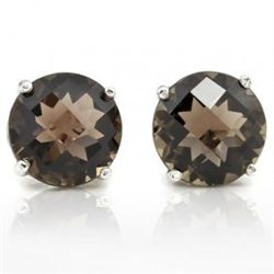 Gold Stud Earrings with Smoky Topaz