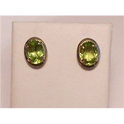Peridot Stud Earrings, 14k YG