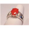 Image 1 : Elegant Red Coral Ring, 18k WG