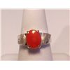 Image 3 : Elegant Red Coral Ring, 18k WG