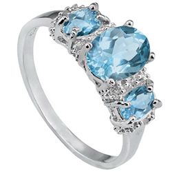 Awesome 2.2Ct Topaz and Diamond in Silver Ring