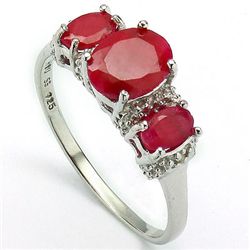 Lucious Oval Ruby and Diamond in Silver Ring