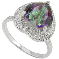 Heart 10mm Fancy Quartz & Diamond Silver Ring