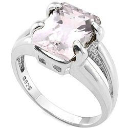 Winsome 8x10mm Pink Amethyst, Diamond Silver Ring