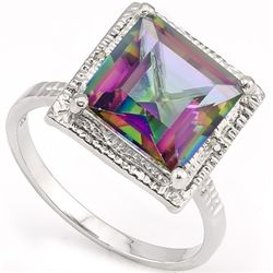 10mm/5CT Fancy Quartz & Diamond 0.925 Silver Ring