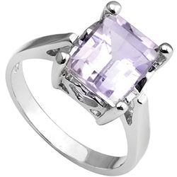 Splendid Pink Amethyst & Diamond Silver Ring