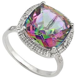 12mm Fancy Quartz & Diamond 0.925 Silver Ring