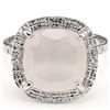 Image 2 : Sparkling 6ct Rose Quarts & Diamond Silver Ring