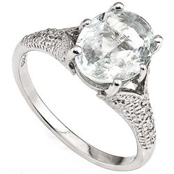 Stunning 8x10mm Aquamarine & Diamond Silver Ring