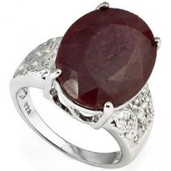 10X12MM OVAL RUBY WITH DIAMOND -0.925 SILVER RING