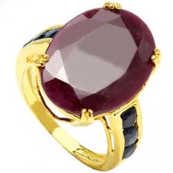 10 CT RUBY & BLACK SAPPHIRE 0.925 SILVER RING
