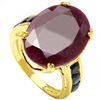 Image 1 : 10 CT RUBY & BLACK SAPPHIRE 0.925 SILVER RING