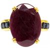 Image 2 : 10 CT RUBY & BLACK SAPPHIRE 0.925 SILVER RING