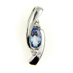 Natural .31ct Topaz Diamond Pendant Sterling Silver