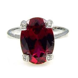 7.02ct Created Ruby Diamond Ring Sterling Silver