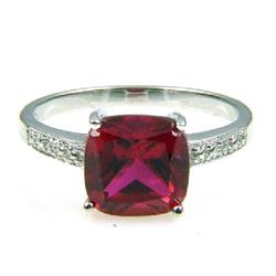 1.51ct Created Ruby Diamond Ring Sterling Silver