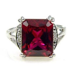 6.01ct Created Ruby Diamond Ring Sterling Silver