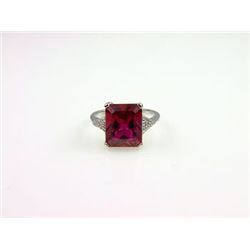 6.01ct Created Ruby Diamond Ring Sterling Silver