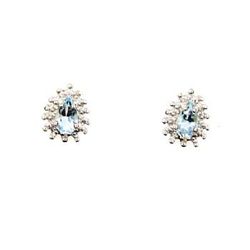 0.41ct Aquamarine Diamond Earrings Sterling Silver