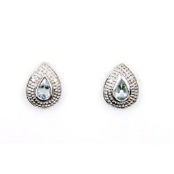 0.71ct Aquamarine Diamond Earrings Sterling Silver