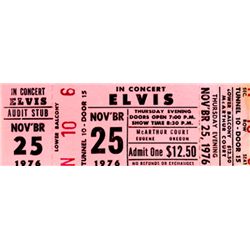 Elvis Presley Rare Oregon Unused Concert Ticket