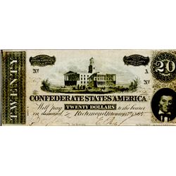 Original 1864 Confederate $20.00 Bill