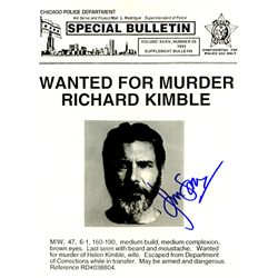 Harrison Ford The Fugitive Signed Prop Wanted Poster