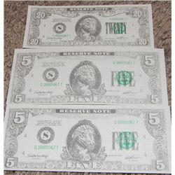 Dinosaurs Television Series Lot of Three Prop Dino Currency Bills