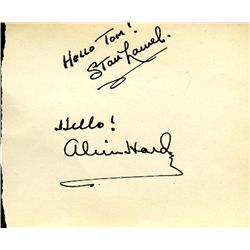 Laurel and Hardy Original 1930s Signed Autograph Book Page