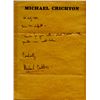 Image 1 : Michael Crichton 1986 Handwritten Signed Letter