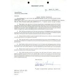 1972 Original American Graffiti/Star Wars Option Contract Signed by George Lucas