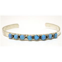 Zuni Blue Opal Sterling Silver Cuff Bracelet - Lalita Shalio