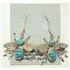 Image 1 : Navajo Matrix Turquoise Sterling Silver Bug French Hook Earrings - Juan Begay, Jr.