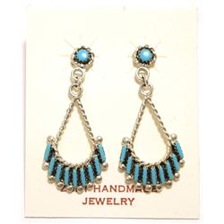 Zuni Turquoise Sterling Silver Post Earrings - Shirleen Panteah