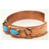Image 3 : Zuni Turquoise Copper Snakes Cuff Bracelet - Effie Calavaza