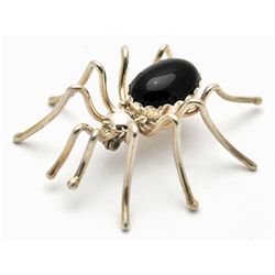 Navajo Onyx Sterling Silver Spider Pin - Emily Spencer