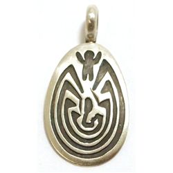 Navajo Sterling Silver Man on Maze Charm Pendant - Stanley Gene