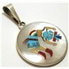 Image 2 : Zuni Multi-Stone Inlay Rainbow Kachina Sterling Silver Pendant - Harlan & Monica Coonsis