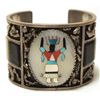 Image 1 : Vintage Old Pawn Zuni Multi-Stone Inlay Kachina Sterling Silver Cuff Bracelet - AA Panteah 1969