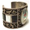 Image 2 : Vintage Old Pawn Zuni Multi-Stone Inlay Kachina Sterling Silver Cuff Bracelet - AA Panteah 1969