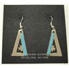 Image 1 : Navajo Turquoise Overlay Sterling Silver French Hook Earrings - Bernice Sandoval