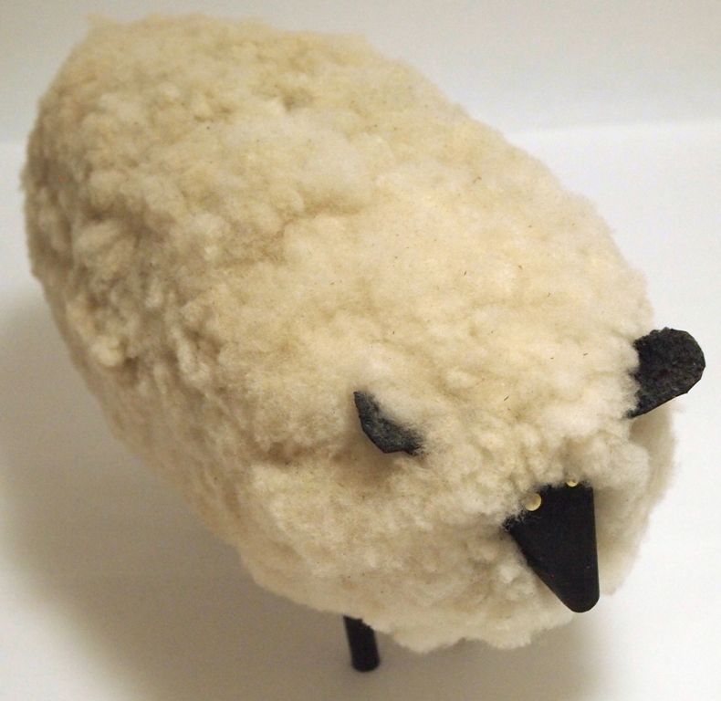 wooden sheep with wool