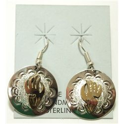 Navajo 12k Gold Fill Bear Paw over Sterling Silver French Hook Earrings - George Jones