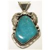 Image 1 : Navajo Kingman Turquoise Sterling Silver Pendant - Gilbert Adekai