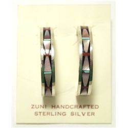 Zuni Multi-Stone Inlay Sterling Silver 3/4-Ring Post Earrings - Grace Nyamutowa