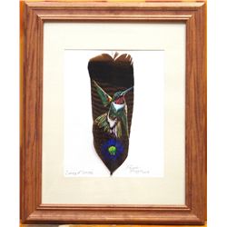 Navajo Coming of Spring Hummingbird Feather Painting - Donovan Begay