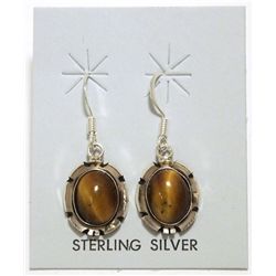 Navajo Tiger's Eye Sterling Silver French Hook Earrings - Calvin Spencer