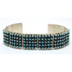 Zuni Turquoise Sterling Silver Cuff Bracelet - April Haloo