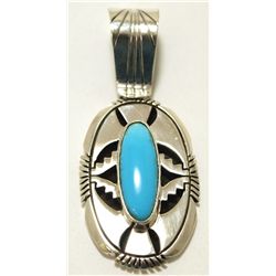 Navajo Turquoise Sterling Silver Pendant - Eugene Belone